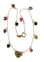 Pulseira com coração 0uro 18k amarelo e zirconios coloridos com 19cm.rosangela lima joias Pulseira com coração 0uro 18k amarelo e zirconios coloridos com 19cm.rosangela lima joias