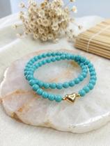 Pulseira com Coração Dourado - Kit com 2 peças Cor:Laranja Pulseira com Coração Dourado - Kit com 2 peças Cor:Laranja