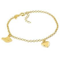 Pulseira Com Coração E Filho Folheado A Ouro Pulseira Com Coração E Filho Folheado A Ouro
