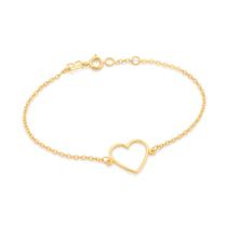 Pulseira com coração folheada a ouro mede 19 cm adulto 551709