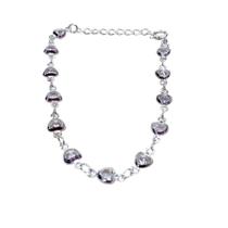 Pulseira com Corações Brilhantes Folheado a Prata