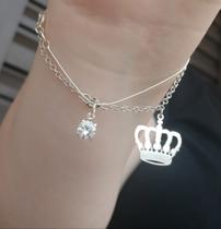 Pulseira com coroa trabalhada fixa