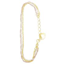 Pulseira Com Correntes Em 3 Tonalidades PRI Style Folheada A Ouro 18K Antialérgica