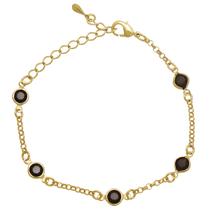 Pulseira com Cristais Negros Folheada em Ouro 18K SoftJoias