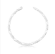Pulseira com elos groumet 3x1 lisa em prata lisa