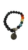 Pulseira Com Esferas De 8 Mm Pedra Onix Com Chakras-Zp7