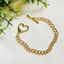 Pulseira com Fecho Coração Folheado a Ouro