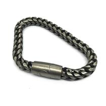 Pulseira com fecho magnético para homens em aço inoxidável preto retrô