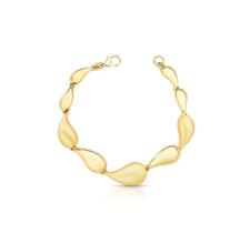 Pulseira com Gotas Lisas e Acetinadas Intercaladas Banhada a Ouro - 17,5 cm com Extensor Pulseira com Gotas Lisas e Acetinadas Intercaladas Banhada a Ouro - 17,5 cm com Extensor