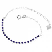 Pulseira Com Pedras De Strass PRI Style Folheada A Prata Antialérgica Na Cor Azul Pulseira Com Pedras De Strass PRI Style Folheada A Prata Antialérgica Na Cor Azul