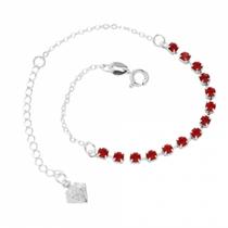 Pulseira Com Pedras De Strass PRI Style Folheada A Prata Antialérgica Na Cor Vermelha Pulseira Com Pedras De Strass PRI Style Folheada A Prata Antialérgica Na Cor Vermelha
