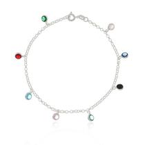 Pulseira Com Pêndulos De Pontos De Luz Colorida Prata Pulseira Com Pêndulos De Pontos De Luz Colorida Prata
