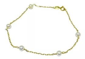 Pulseira com perolas em ouro 18k