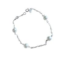 Pulseira com Pérolas Médias Prata 925 Pulseira com Pérolas Médias Prata 925