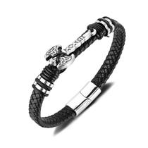 Pulseira com pingente Axe Viking para homens, couro PU