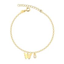 Pulseira Com Pingente Borboleta Ponto De Luz Folheada A Ouro Pulseira Com Pingente Borboleta Ponto De Luz Folheada A Ouro