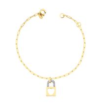 Pulseira Com Pingente Cadeado Coração Folheada A Ouro Pulseira Com Pingente Cadeado Coração Folheada A Ouro