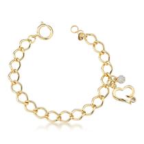 Pulseira com Pingente de Coração e Cristal Banhada em Ouro 18k - Presente Romântico
