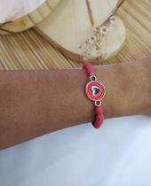 Pulseira com Pingente de Coração em Resina Cor:Tiffany Pulseira com Pingente de Coração em Resina Cor:Tiffany
