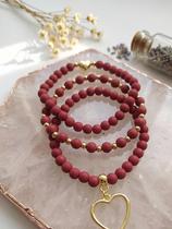 Pulseira com Pingente de Coração - Kit com 3 peças Cor:Vermelho Pulseira com Pingente de Coração - Kit com 3 peças Cor:Vermelho