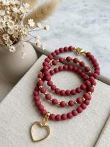 Pulseira com Pingente de Coração - Kit com 3 peças Cor:Vermelho Pulseira com Pingente de Coração - Kit com 3 peças Cor:Vermelho