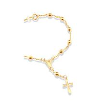 Pulseira Com Pingente de Cruz Semijoia Folheada Ouro 18K