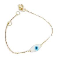 Pulseira com Pingente de ouro 18k Olho Grego 13cm Infantil Pulseira com Pingente de ouro 18k Olho Grego 13cm Infantil