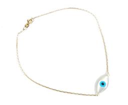 Pulseira com Pingente de ouro 18k Olho Grego 19cm