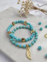 Pulseira com Pingente de Pena - Kit com 2 peças Cor:Vermelho Pulseira com Pingente de Pena - Kit com 2 peças Cor:Vermelho