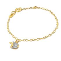 Pulseira Com Pingente Peixinho Folheada Ouro Com Pedras Pulseira Com Pingente Peixinho Folheada Ouro Com Pedras