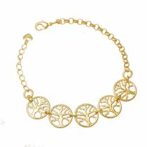 Pulseira com Pingentes da Arvore da Vida Folheado em Ouro 18K Softjoias Pulseira com Pingentes da Arvore da Vida Folheado em Ouro 18K Softjoias