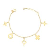 Pulseira Com Pingentes Monograma Folheada A Ouro