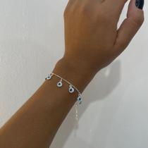Pulseira com Pingentes Olho Grego - Banhado em prata 925 Pulseira com Pingentes Olho Grego - Banhado em prata 925