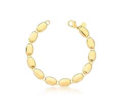 Pulseira com Pingentes Ovais Lisos Banhada a Ouro - 17 cm + Extensor