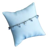 Pulseira Com Pingentes Pedra Zirconia Folheada A Ródio Prata Pulseira Com Pingentes Pedra Zirconia Folheada A Ródio Prata