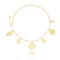 Pulseira com pingentes religiosos banhado ouro 18K Pulseira com pingentes religiosos banhado ouro 18K