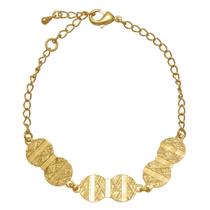 Pulseira Com Pingentes Trabalhados Folheado em Ródio Branco e em Ouro 18K Softjoias