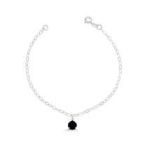 Pulseira Com Ponto de Luz Preto Prata 925