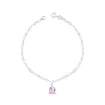 Pulseira Com Ponto de Luz Rosa Claro Prata 925