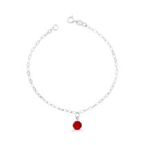 Pulseira Com Ponto de Luz Vermelho Prata 925