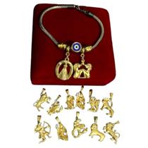 Pulseira Com Signos Banhada a Ouro Negro 18k Semi Joias Pulseira Com Signos Banhada a Ouro Negro 18k Semi Joias