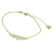 Pulseira Com Três Meia-Pérolas PRI Style Folheada A Ouro 18K Antialérgica Pulseira Com Três Meia-Pérolas PRI Style Folheada A Ouro 18K Antialérgica