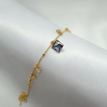 Pulseira com Zircônia Lilás e Corações Banho Ouro 18K / Prata 925