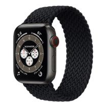 Pulseira compativel Apple Watch 38mm 40mm 42mm 44mm Solo loop Strap Trançado Serie 1/2/3/4/5/6 Lançamento Preto