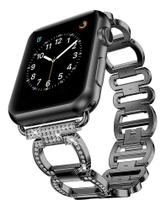 Pulseira Compatível Apple Watch 40mm Preto Elos Aro