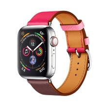 Pulseira compativel Apple Watch 42mm 44mm Cour o genuíno Premium iCarrer Marrom e Rosa