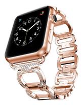 Pulseira Compatível Apple Watch 44mm Dourado Rosê Elos Aro - Baú do Viking