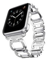 Pulseira Compatível Apple Watch 44mm Prata Elos Aro Pulseira Compatível Apple Watch 44mm Prata Elos Aro