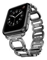 Pulseira Compatível Apple Watch 44mm Preto Elos Aro Pulseira Compatível Apple Watch 44mm Preto Elos Aro