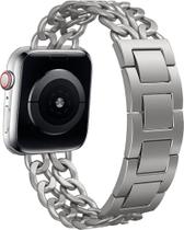 Pulseira Compatível com Apple Watch Corrente Prata 44mm